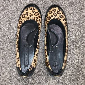 BCBGMaxAzria Pony hair brown and black cheetah black patent leather flats 5.5